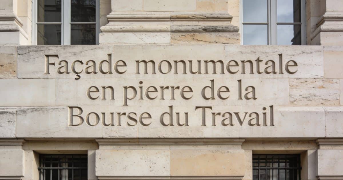 Façade monumentale en pierre de la Bourse du Travail