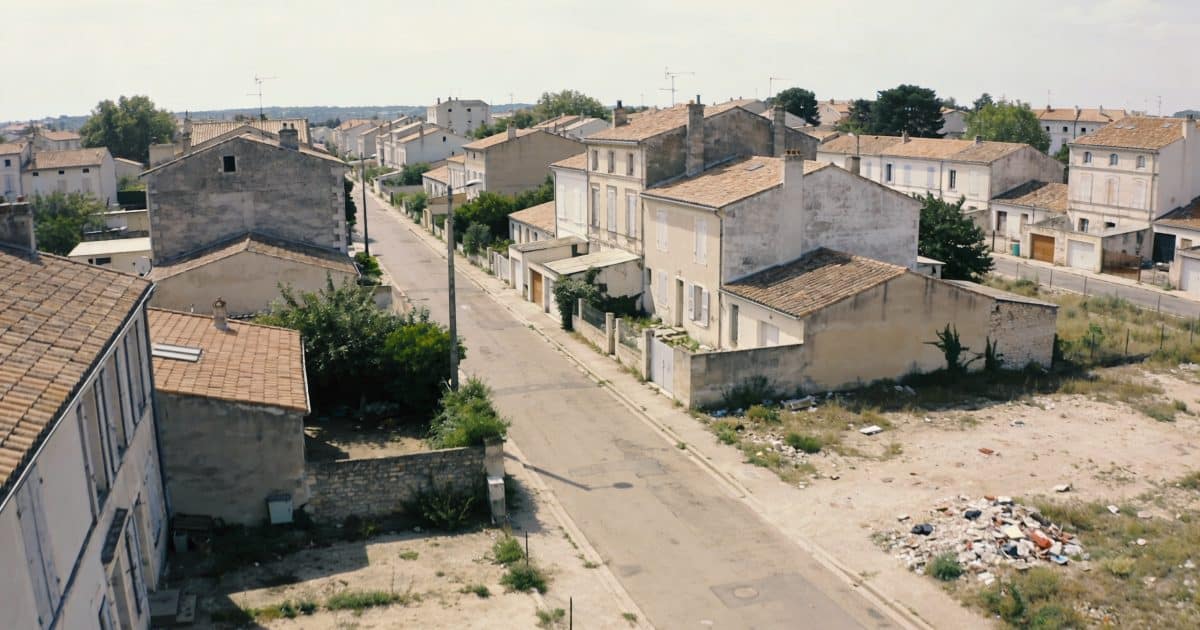 Vue aerienne d une banlieue defavorisee d Arles