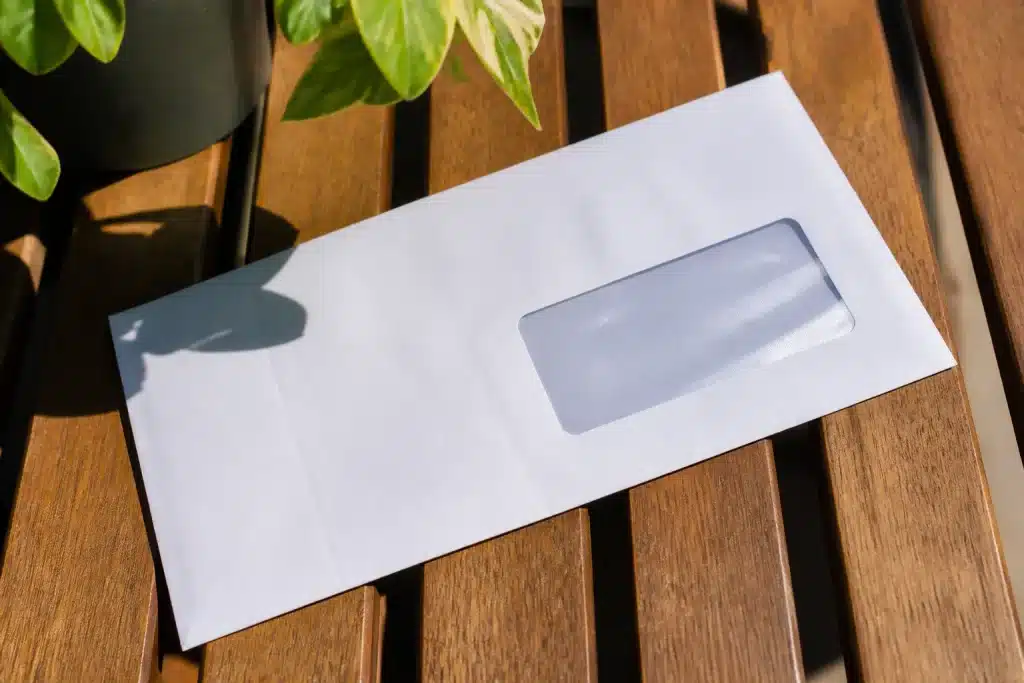 Enveloppe administrative blanche avec avis fiscal septembre