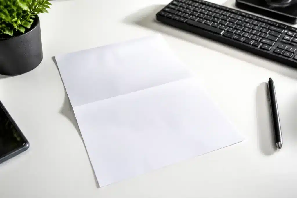 Avis d'imposition imprime a domicile sur bureau blanc