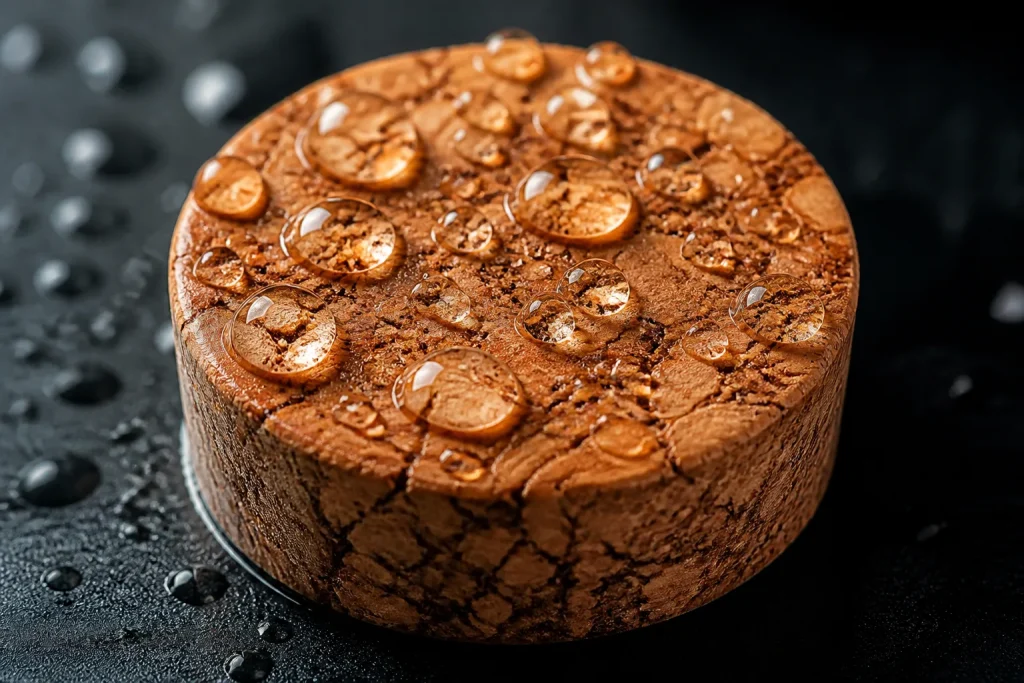 Gros plan bouchon naturel absorbant gouttes eau