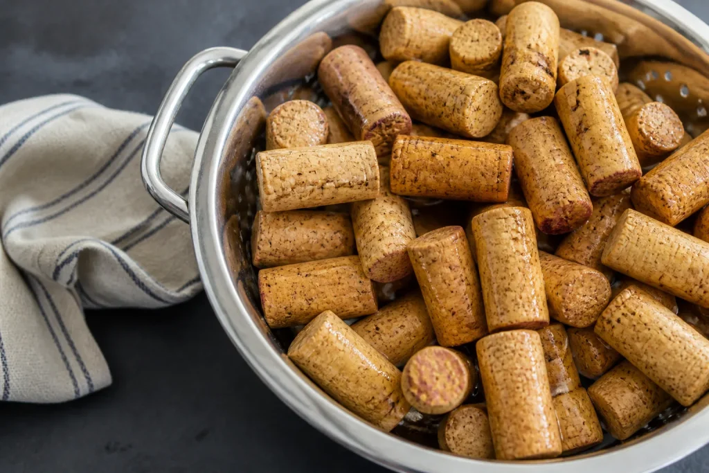 Bouchons de liege nettoyes avec vinaigre blanc