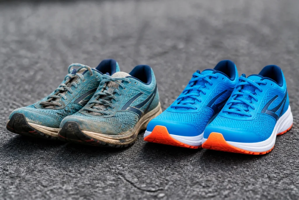 Chaussure running usee a cote de paire neuve