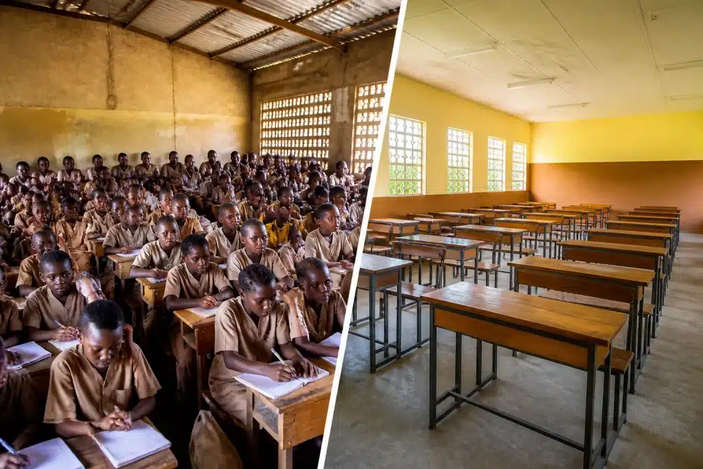 Salles de classe bondees et etablissements scolaires sous-utilises cote a cote