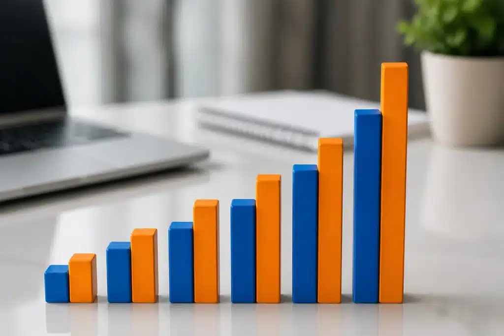 Graphique comparant emploi direct et indirect avec barres colorees