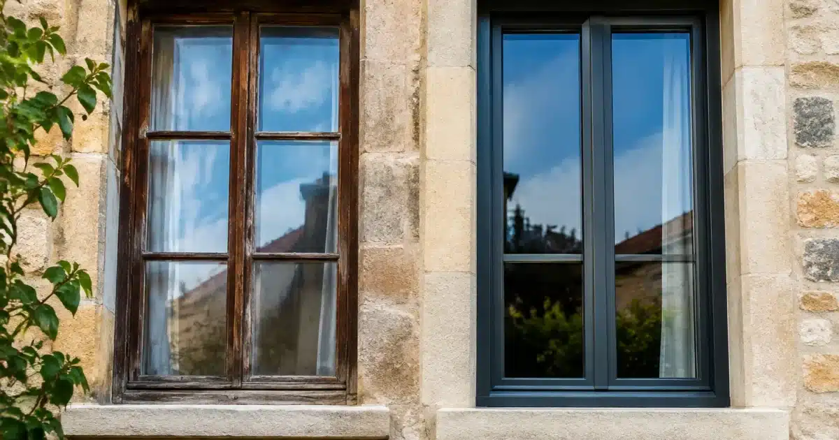 Fenetre ancienne et nouvelle cote a cote montrant remplacement autorise