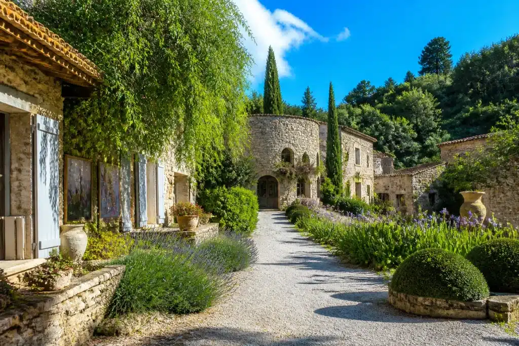 Hameau provençal avec studios d'art et maisons pierre
