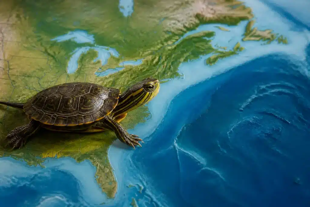 Carte GPS montrant itineraire animal côte est americaine