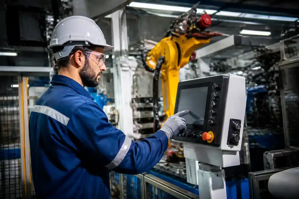 Machines industrielles affichant donnees de production en temps reel