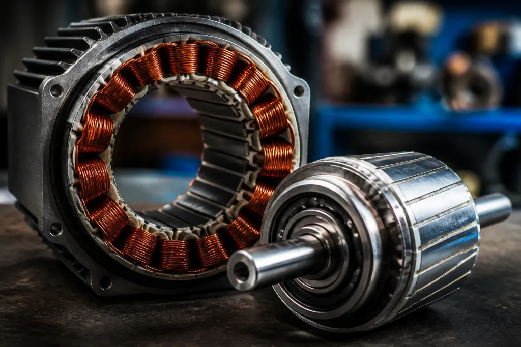 Moteur electrique avec bobines cuivre et rotor magnetique