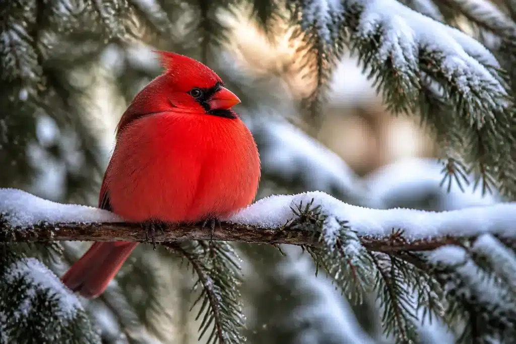 Oiseau aux plumes denses par temps froid et neigeux.