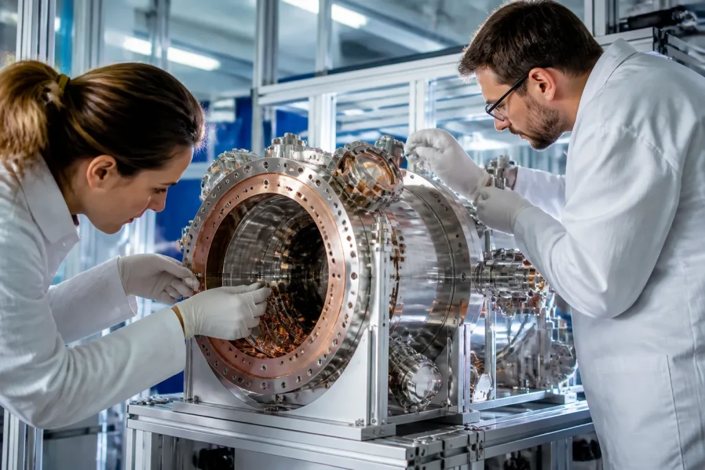 Composants metalliques assembles dans laboratoire scientifique international