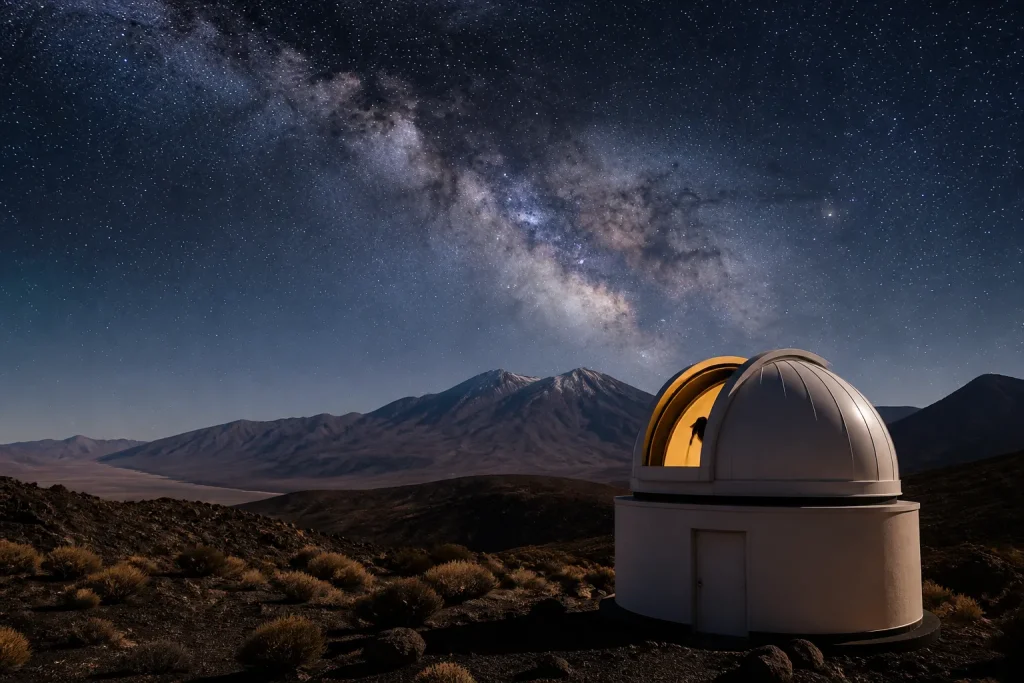 Dome telescope nuit ciel etoiles desert montagne