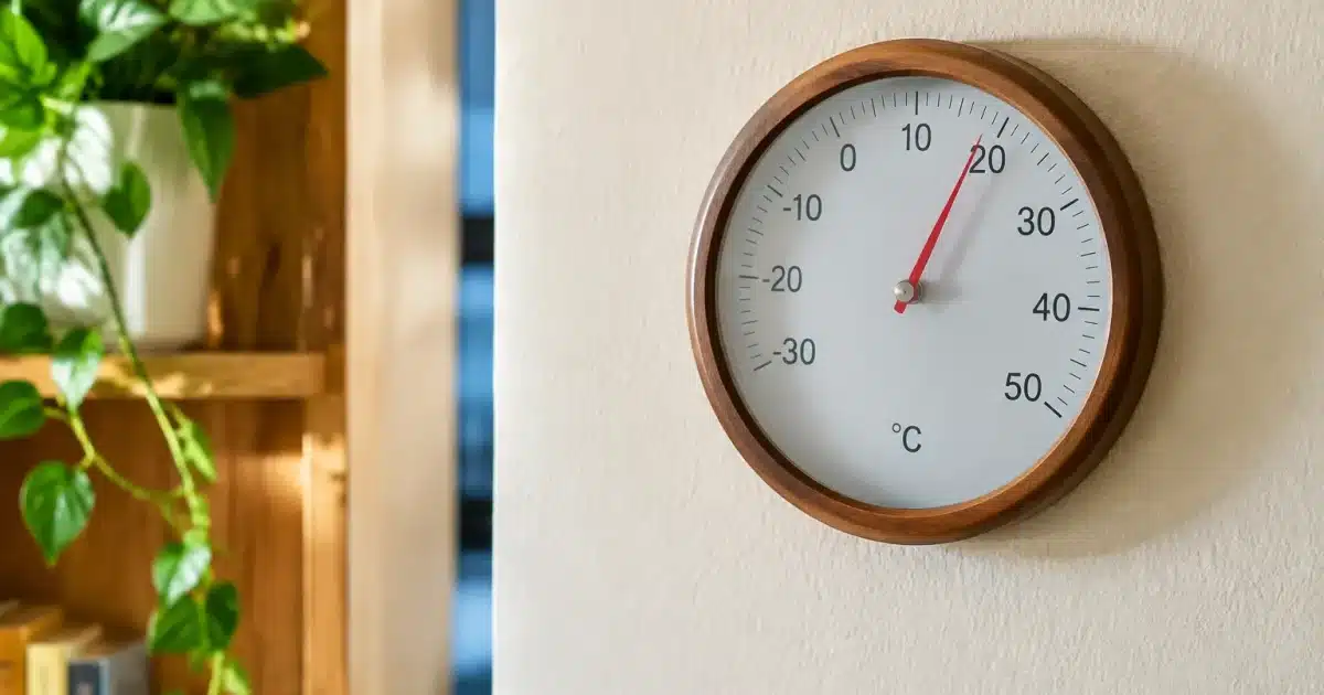Thermometre mural affichant dix-neuf degres dans interieur residuel