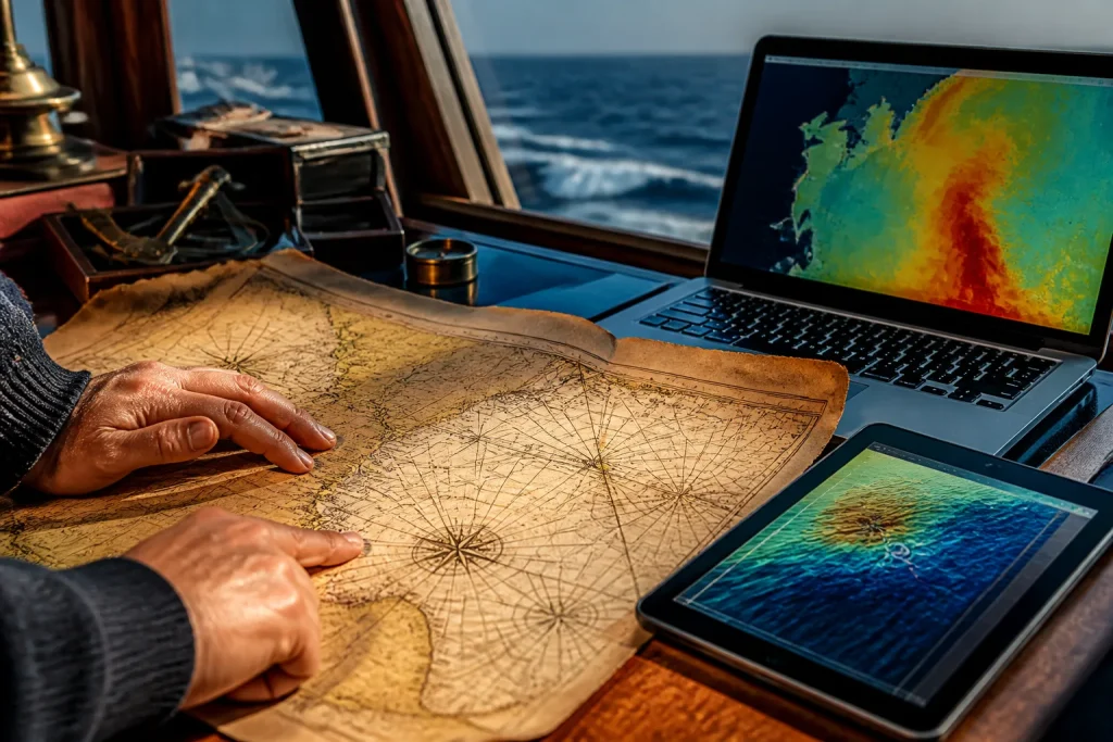 Cartes marines anciennes et donnees numeriques modernes