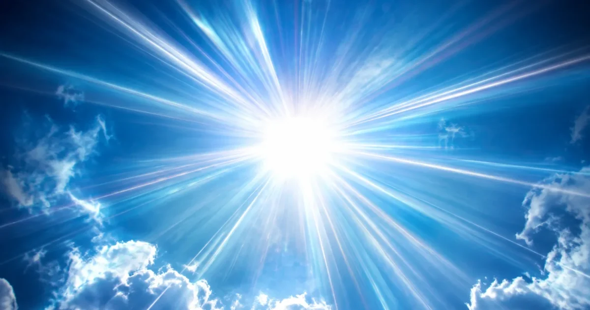 Eruption de lumiere blanche envoyant des rayons divergents