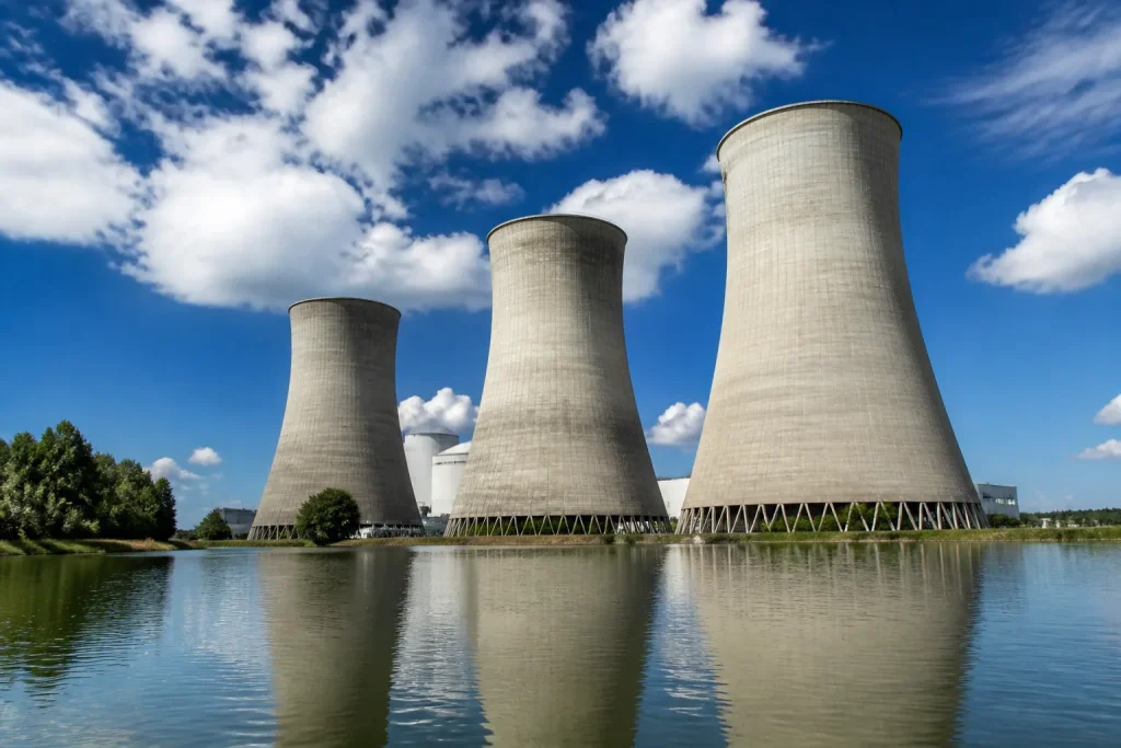 Tours refroidissement nucleaire cylindriques usine electrique
